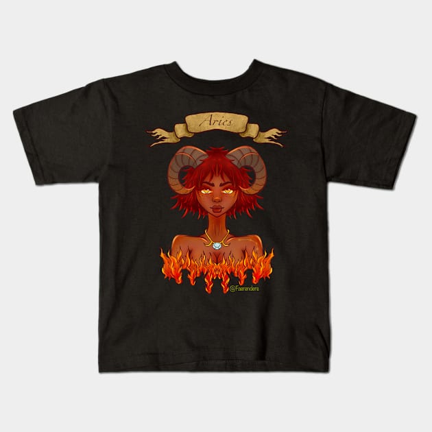 Aries Girl Kids T-Shirt by FaeRenders